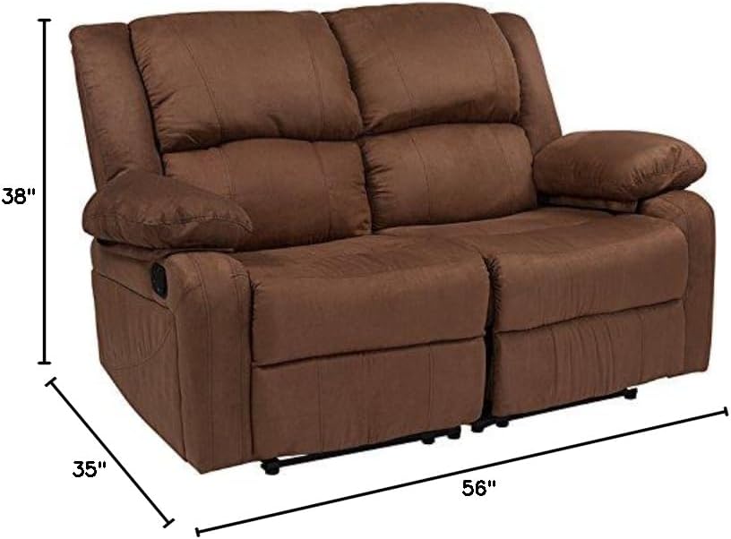Chocolate Brown Microfiber Loveseat with Two Built-in Recliners M6261
