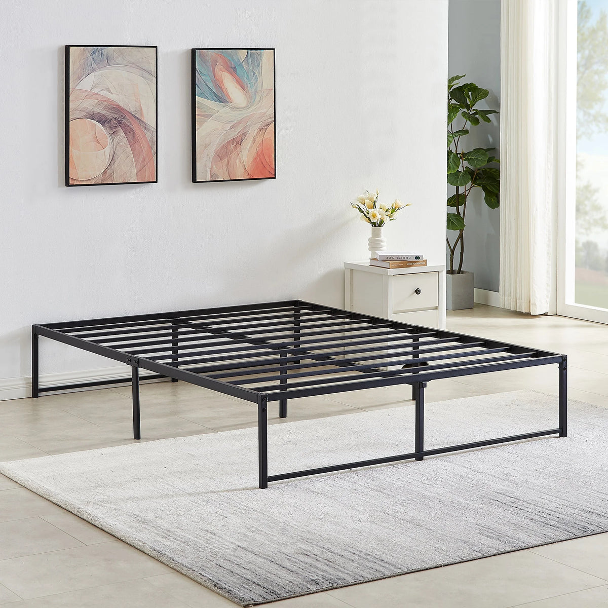 Black Full Size Metal Platform Bed Frame F1898