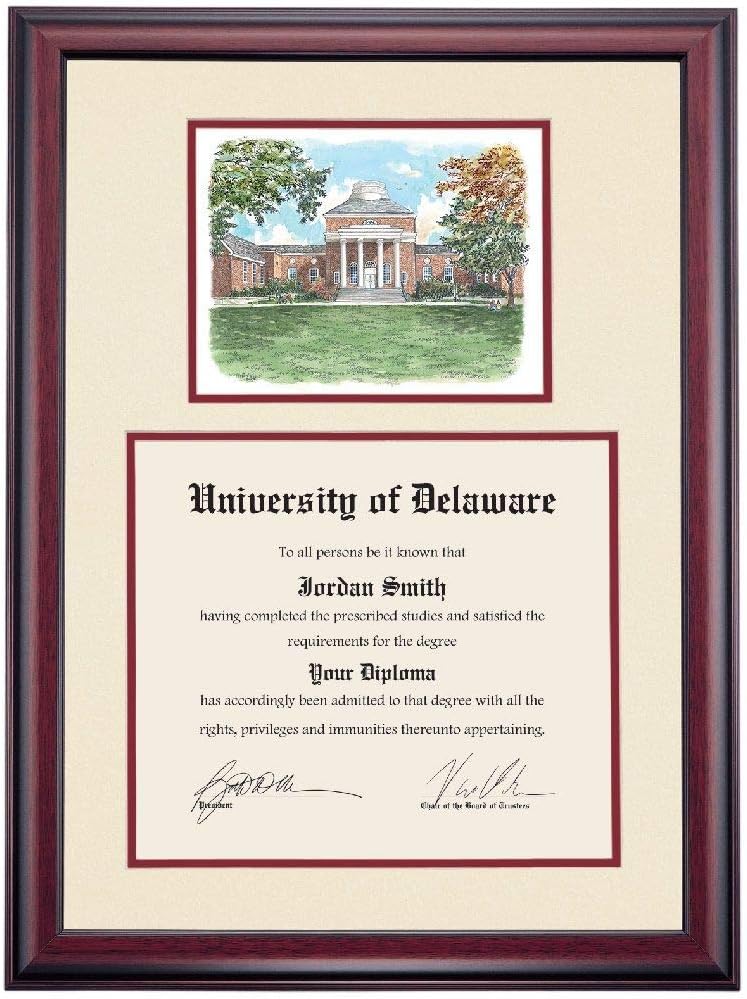 12 x 16 Diploma Frame with Navy Yellow Mat B6352