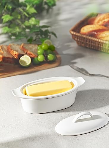Porcelain White 3pcs Large Butter Dish with Lid P59325