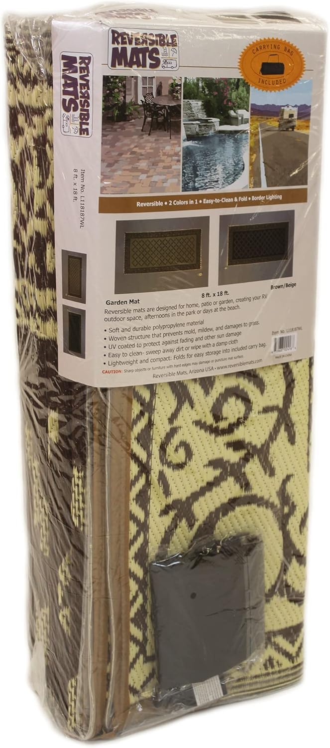 Brown Beige 8-Feet x 11-Feet Reversible Outdoor Mat X715
