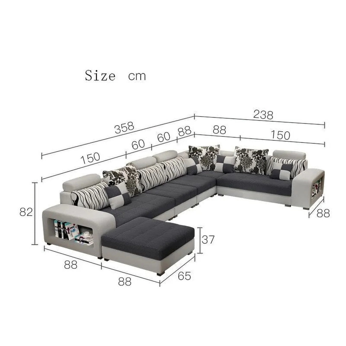 Modern Fabric Sectional Sofa Set T5544