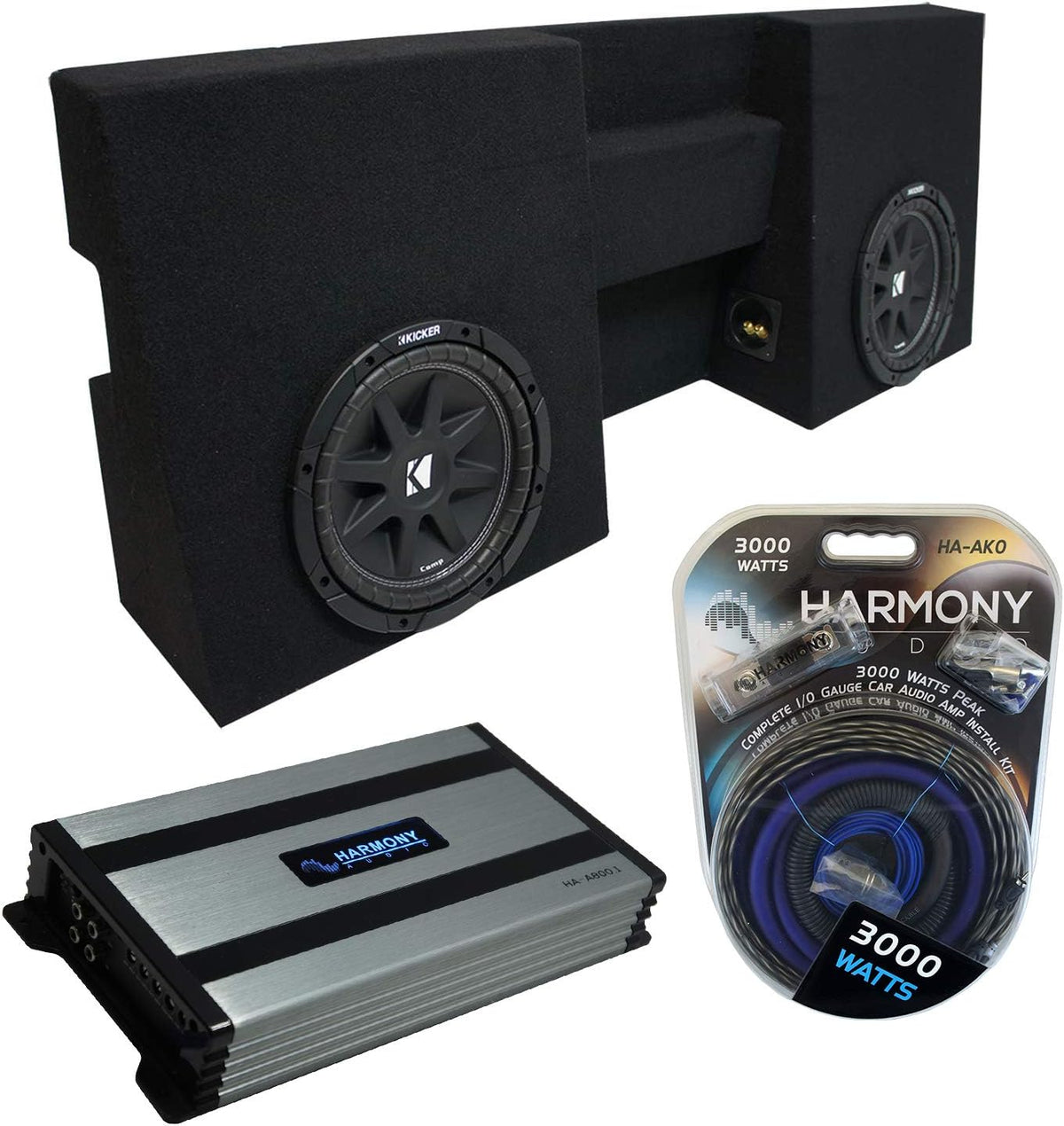 Compatible with 2005-UP Toyota Tacoma Double Cab Truck Dual 10 Sub Box Enclosure & Amp P754403