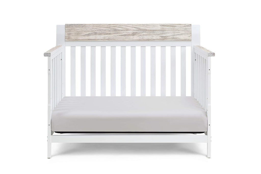 White and Wire Brushed Wood 4 in 1 Convertible Crib Q717552