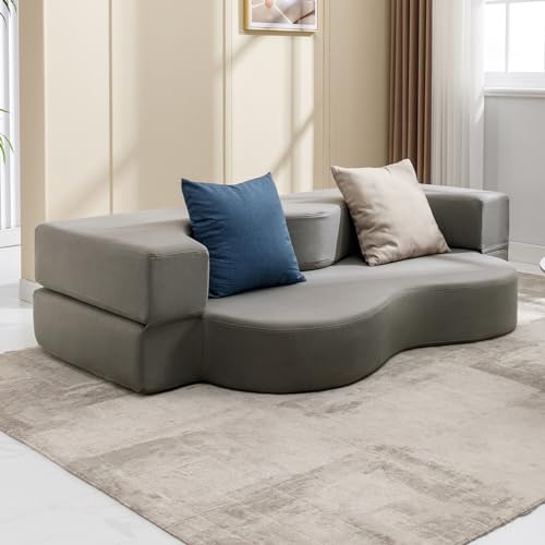 Queen Size Floor Sofa Bed with Memory Foam, Light Gray F744908