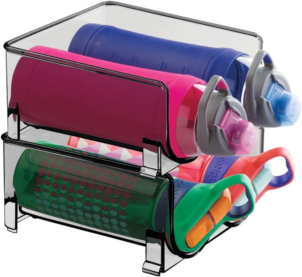Plastic Free-Standing Stackable 3 Bottle Storage Rack - 2 Pack - Blue Tint Q833711