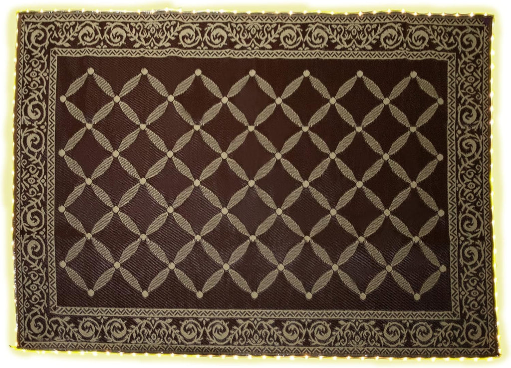 Brown Beige 8-Feet x 11-Feet Reversible Outdoor Mat X715