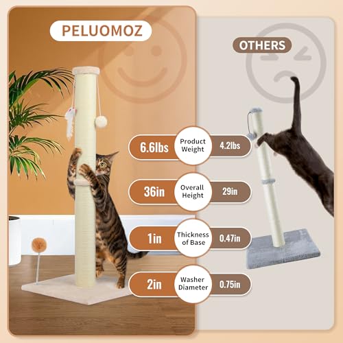 Gray 36 inch Cat Scratching Post with Sisal Rope D563