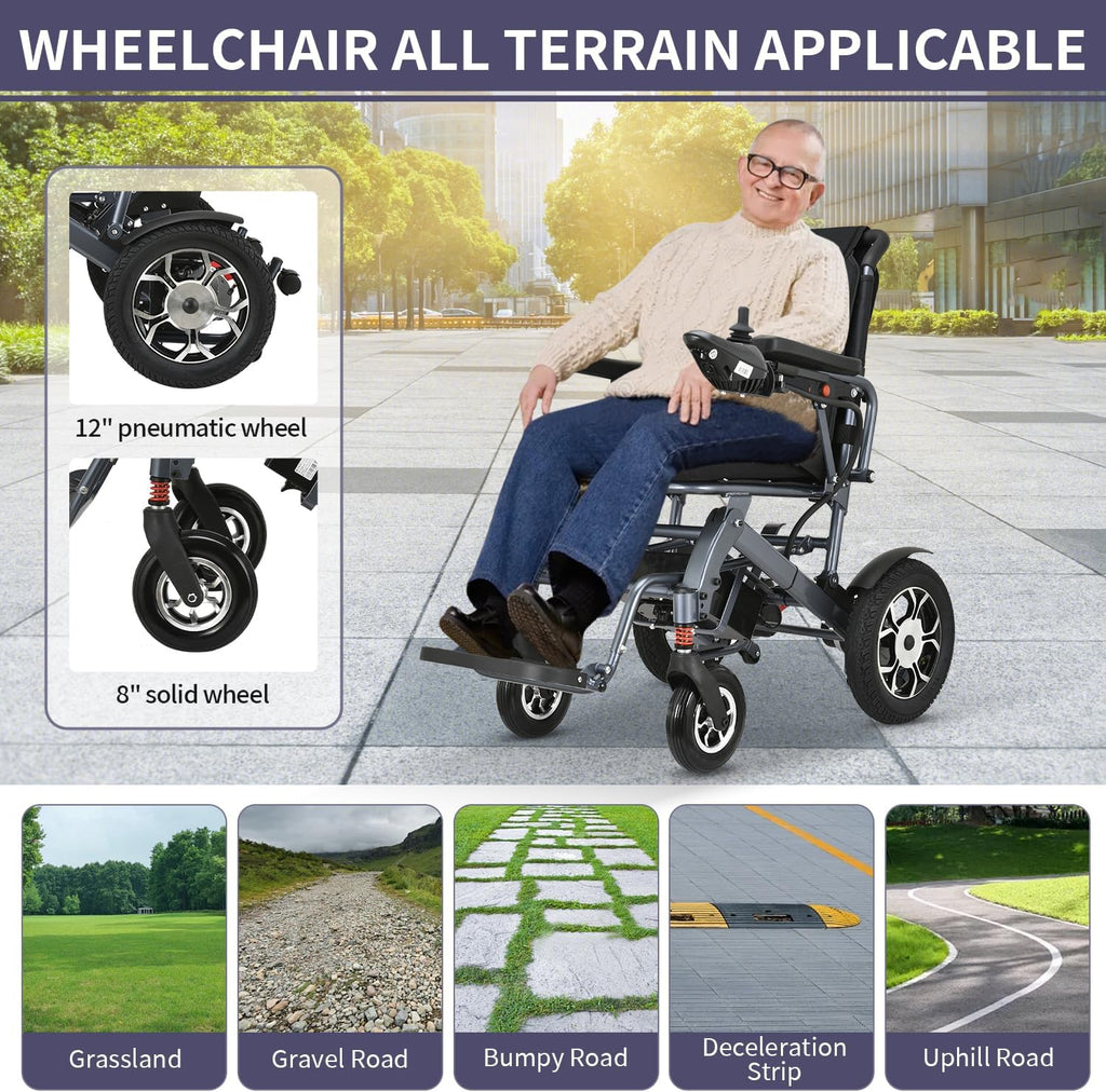 600W Motors Lightweight Foldable All Terrain Electric Wheelchair C91893