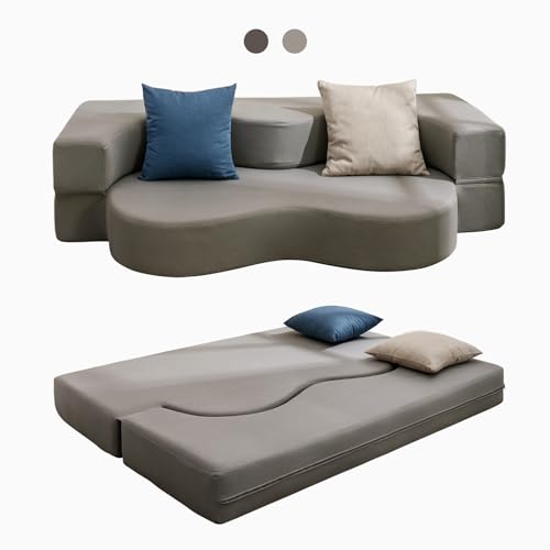 Queen Size Floor Sofa Bed with Memory Foam, Light Gray F744908