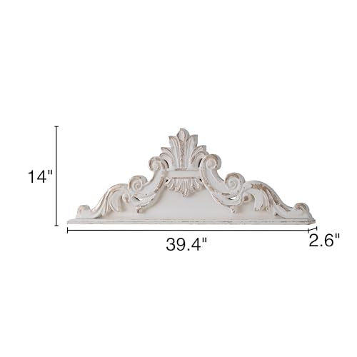White Wood Floral Carved Wall Sculptures H9777