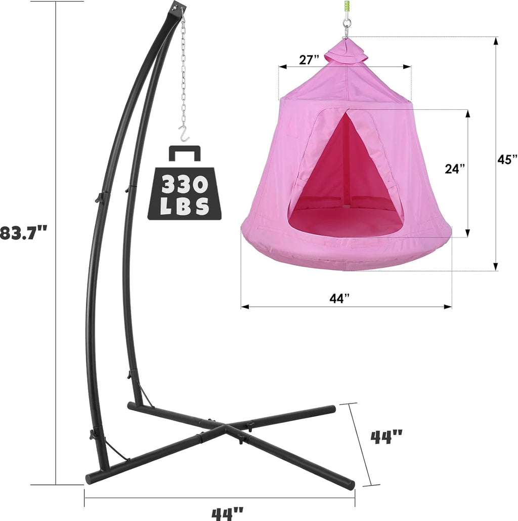 Pink Hanging Hammock Chair with Steel Stand H6195