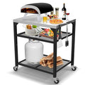 Stainless Steel Double-Shelf Outdoor Grill Table Cart J924