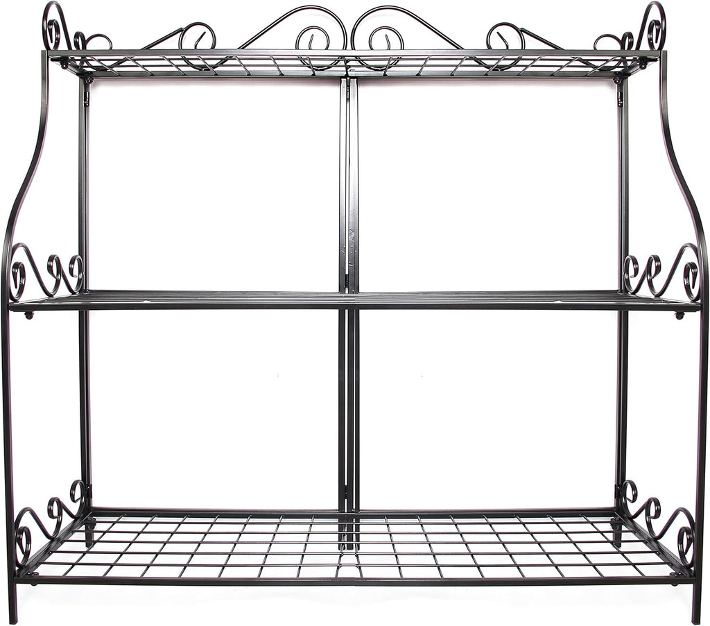 Large Flower Stand Plant Display Freestanding Metal 3-Tier Storage Rack A368838