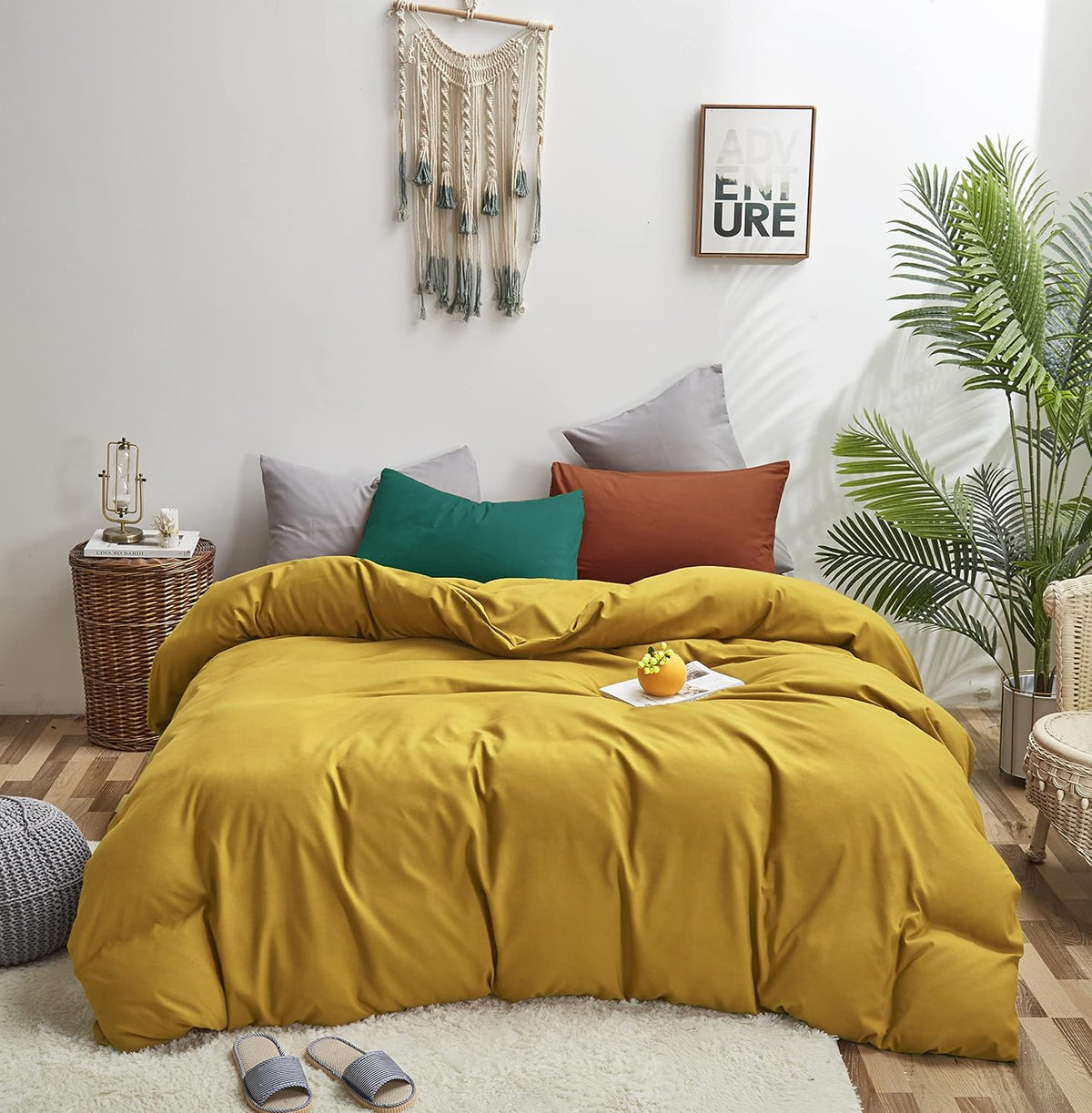 Burnt Orange King Size 3 Piece Solid Color Comforter Set Q898844