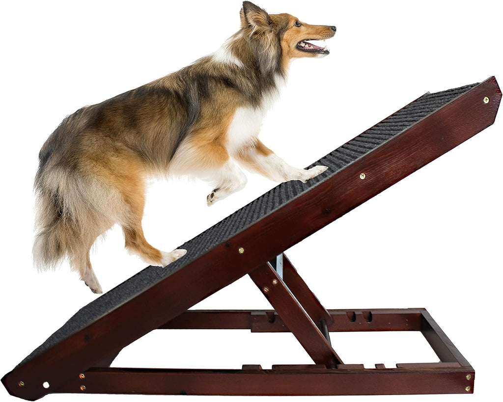 Grey Wood Adjustable Non-Slip Pets Ramp V200