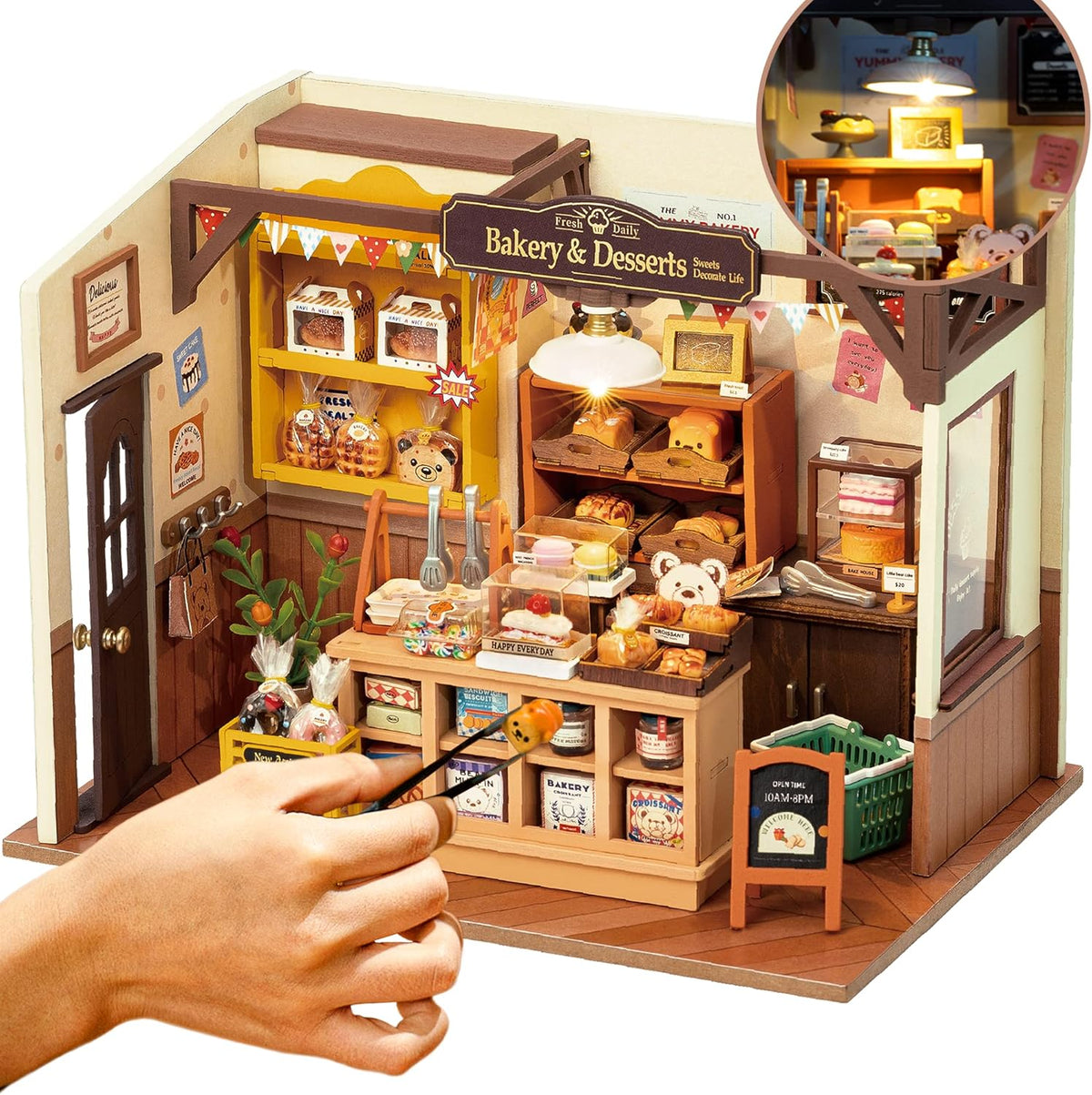 Miniature House Kit DIY Dollhouse with LED Light W586