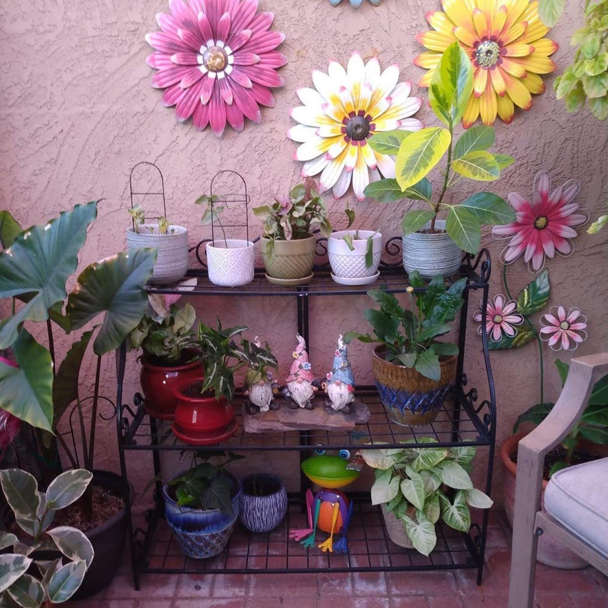 Large Flower Stand Plant Display Freestanding Metal 3-Tier Storage Rack A368838