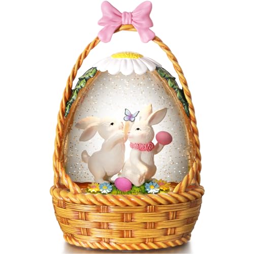 Easter Snow Globe Lantern with Timer Swirling Glitter W280422