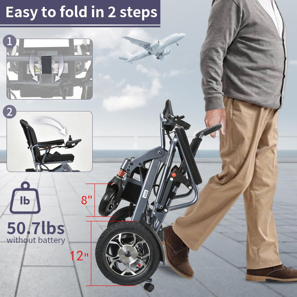 600W Motors Lightweight Foldable All Terrain Electric Wheelchair C91893