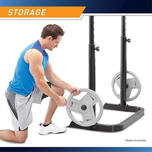 White/Black Olympic Workout Bench with Weight Rack Storage P86453
