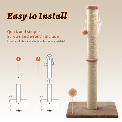 Gray 36 inch Cat Scratching Post with Sisal Rope D563