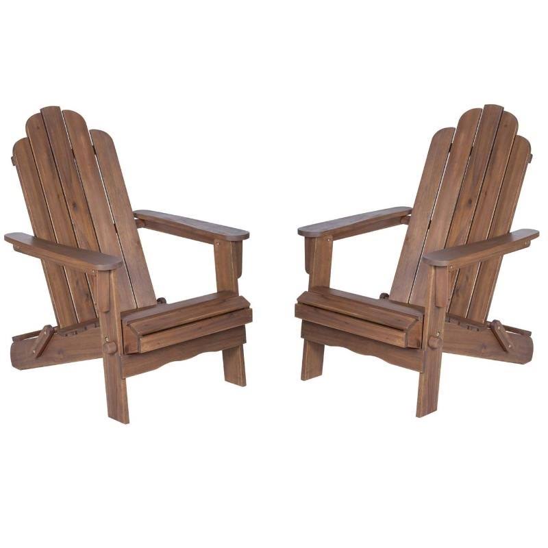 2 Piece Acacia Adirondack Chair Patio Set Dark Brown Z227228