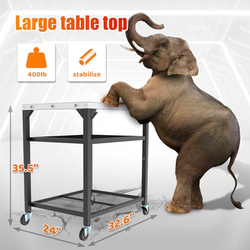 Stainless Steel Double-Shelf Outdoor Grill Table Cart J924