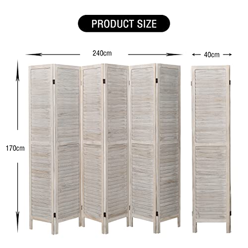 6 Panel Wood Room Divider (Beige) F88653