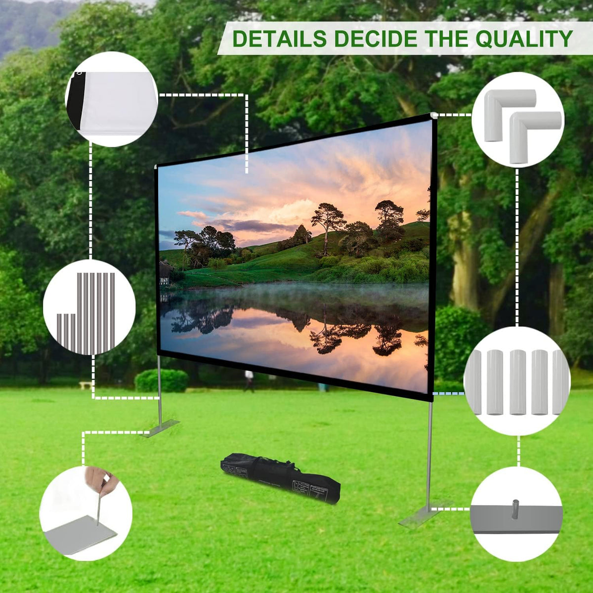100 inch 16:9 Portable Projector Screen with Stand and Carry Bag L2927