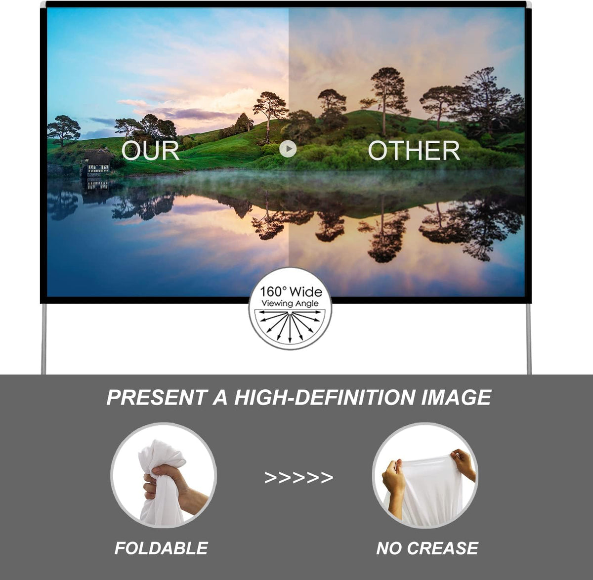 100 inch 16:9 Portable Projector Screen with Stand and Carry Bag L2927