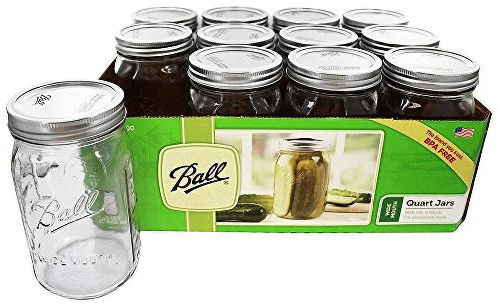 Clear 32 Ounce Quart Jar Set of 12 O553