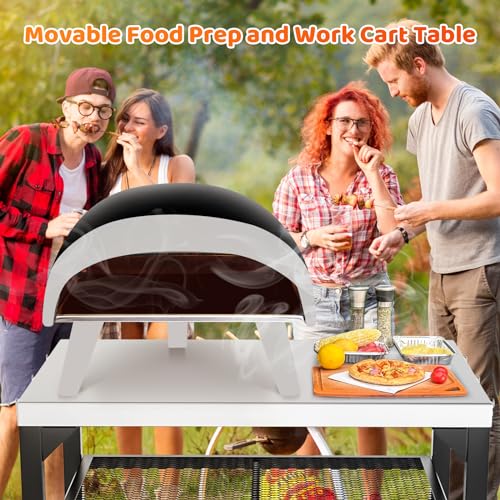 Stainless Steel Double-Shelf Outdoor Grill Table Cart J924
