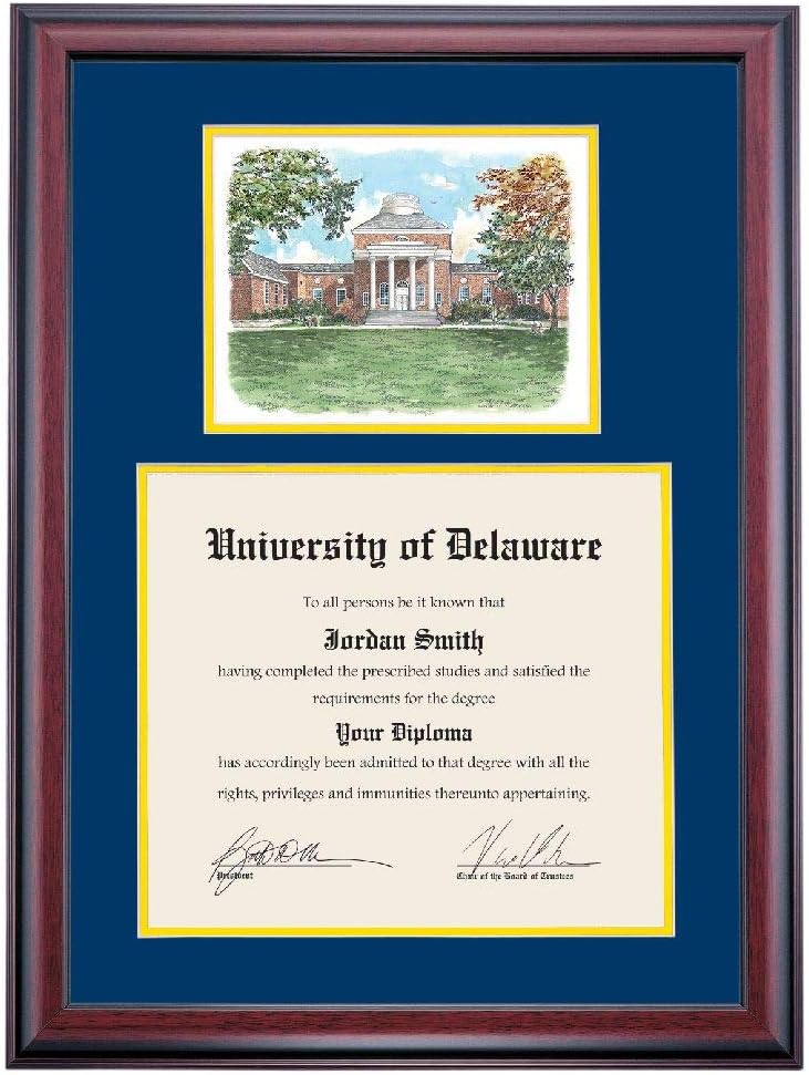 12 x 16 Diploma Frame with Navy Yellow Mat B6352