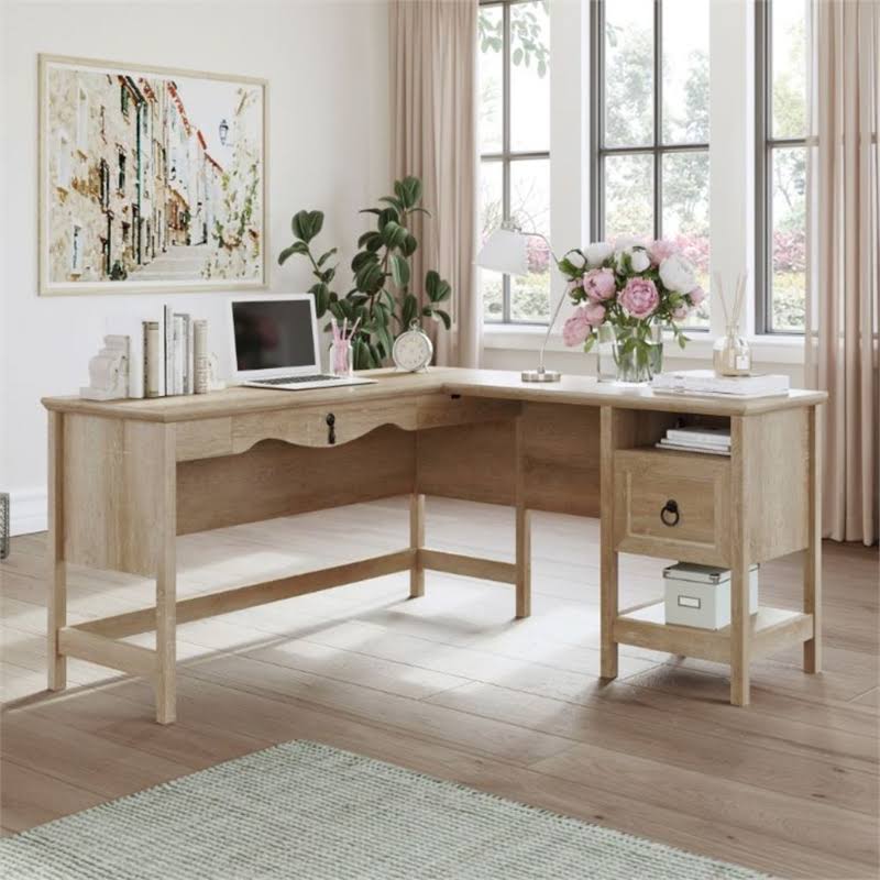 Orchard Oak L-Shaped Desk with File Drawer N51411