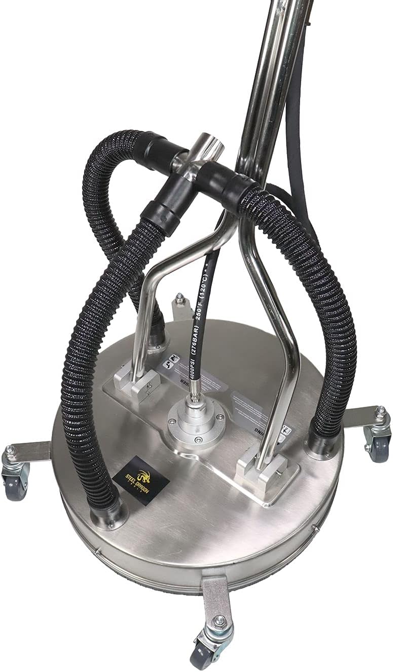 21" Stainless Steel Surface Cleaner with Vacuum Port, Wheels, and Wand Pressure Washer Attachment 4000 PSI B2502