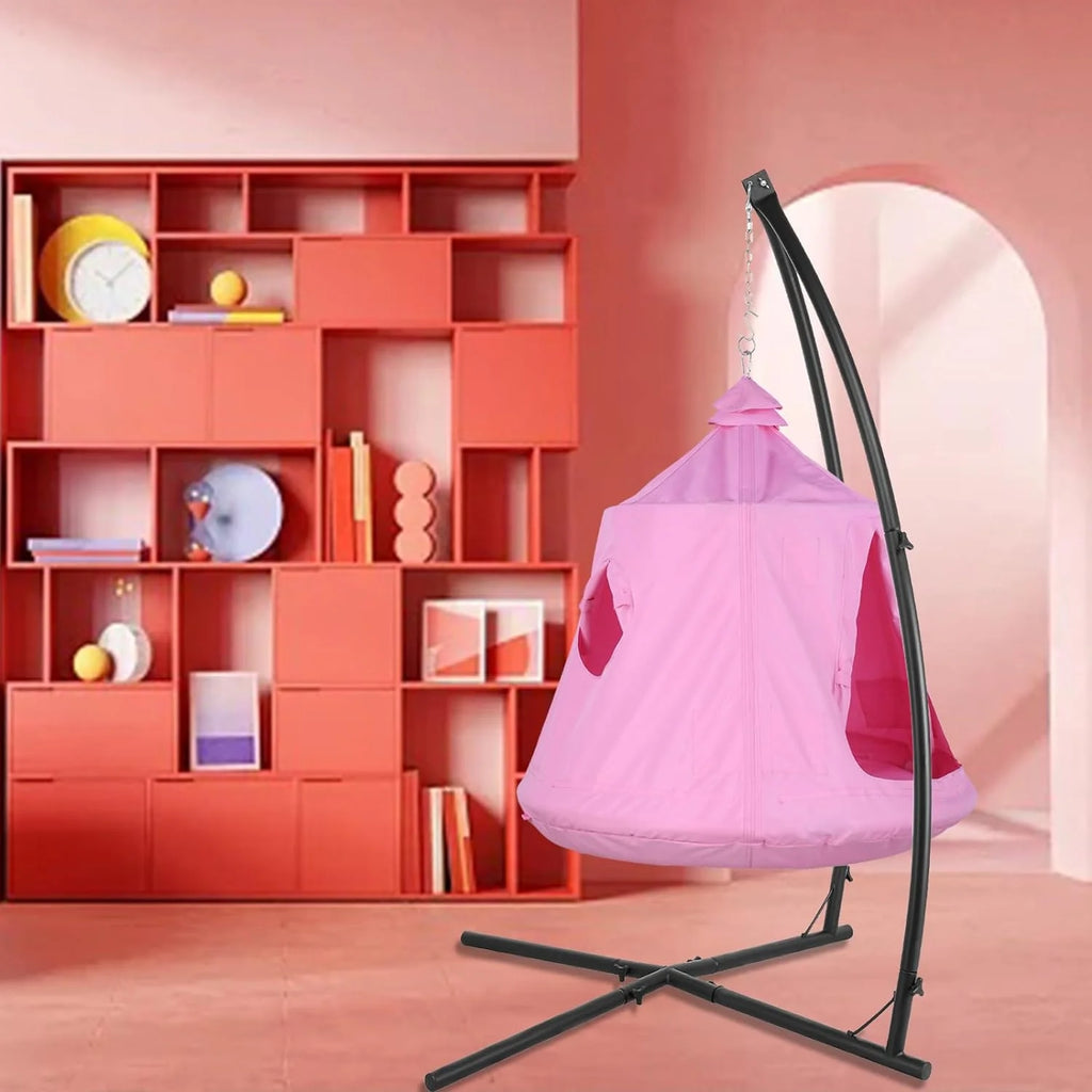 Pink Hanging Hammock Chair with Steel Stand H6195