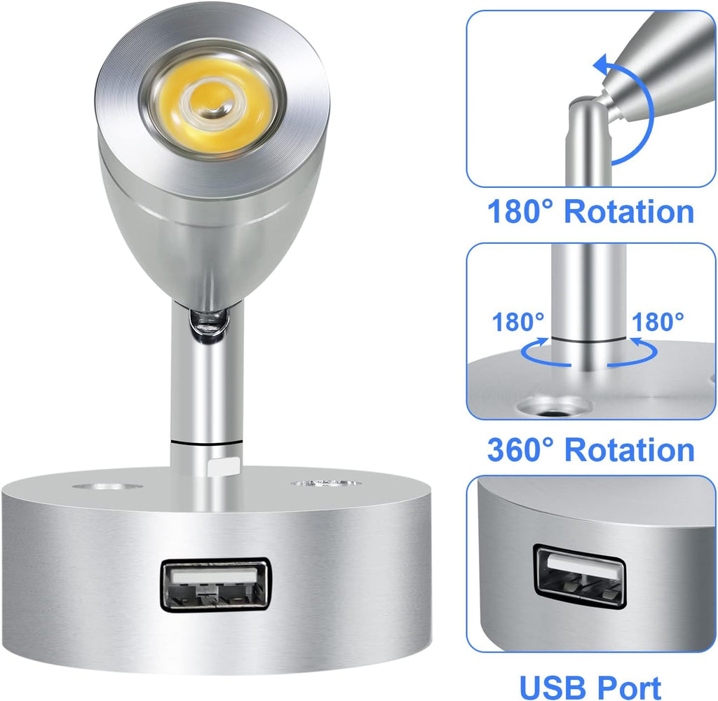 4PCS DC12-24V LED Reading Lamp with USB Port R5301