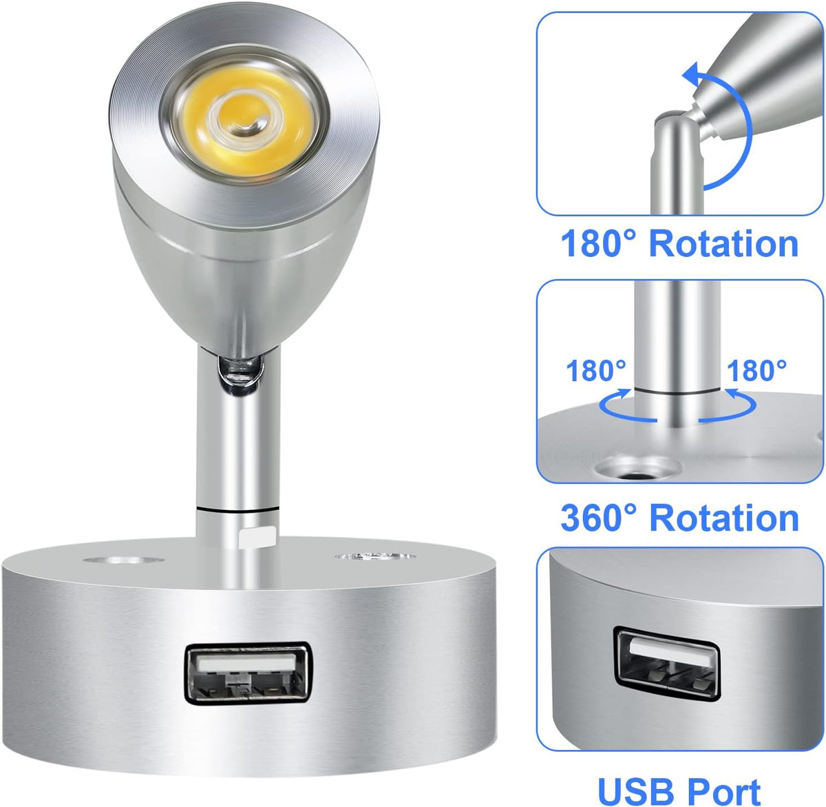 4PCS DC12-24V LED Reading Lamp with USB Port R5301