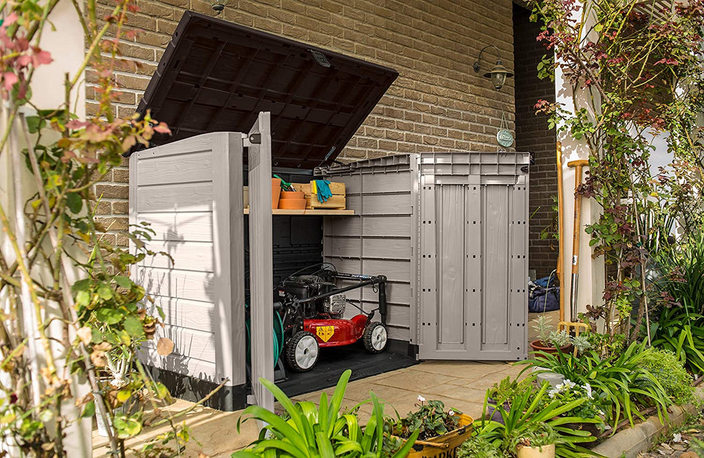 Beige/Brown Outdoor Storage Shed Q973934