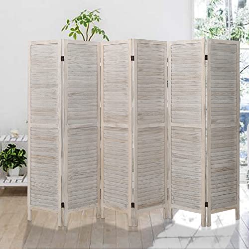 6 Panel Wood Room Divider (Beige) F88653