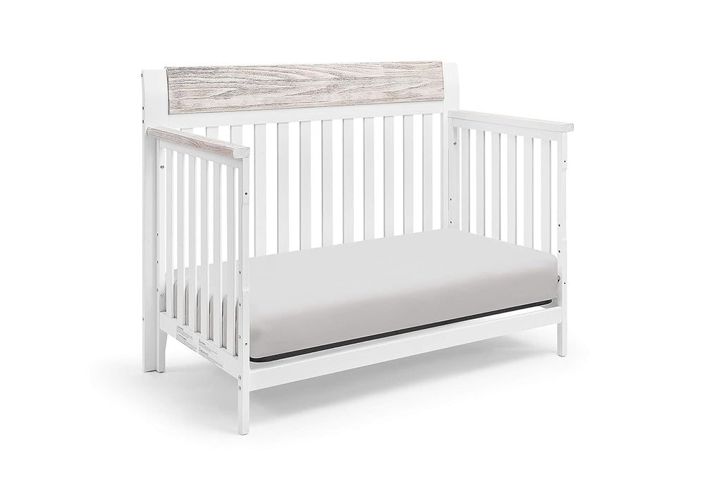 White and Wire Brushed Wood 4 in 1 Convertible Crib Q717552