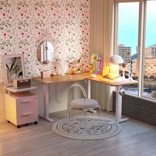 White L Shaped Electric Height Adjustable Desk K71612
