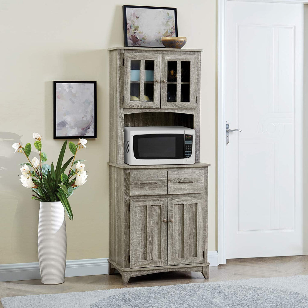 Charcoal Microwave Storage Stand with Double Door Cabinets R20582