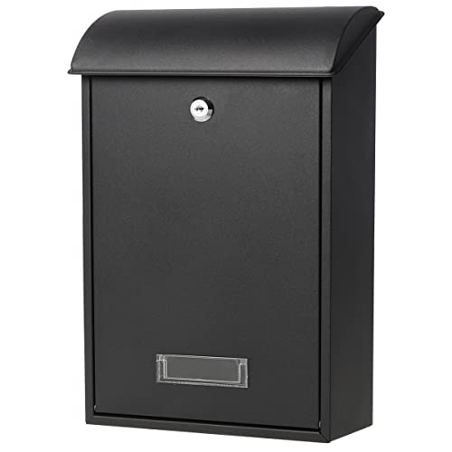 Black Wall Mounted Locking Mailbox with Key Lock T7111