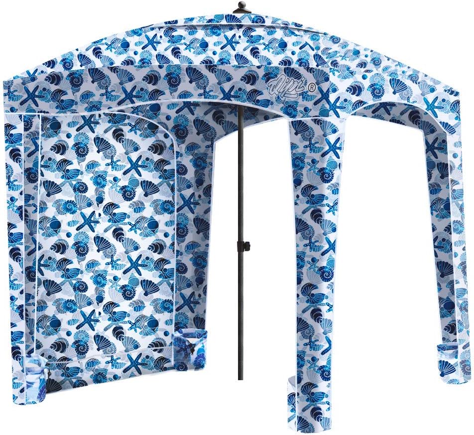 Beach Cabana Canopy, Waterproof, Portable 6' x 6' Beach Shelter with Side Wall R865