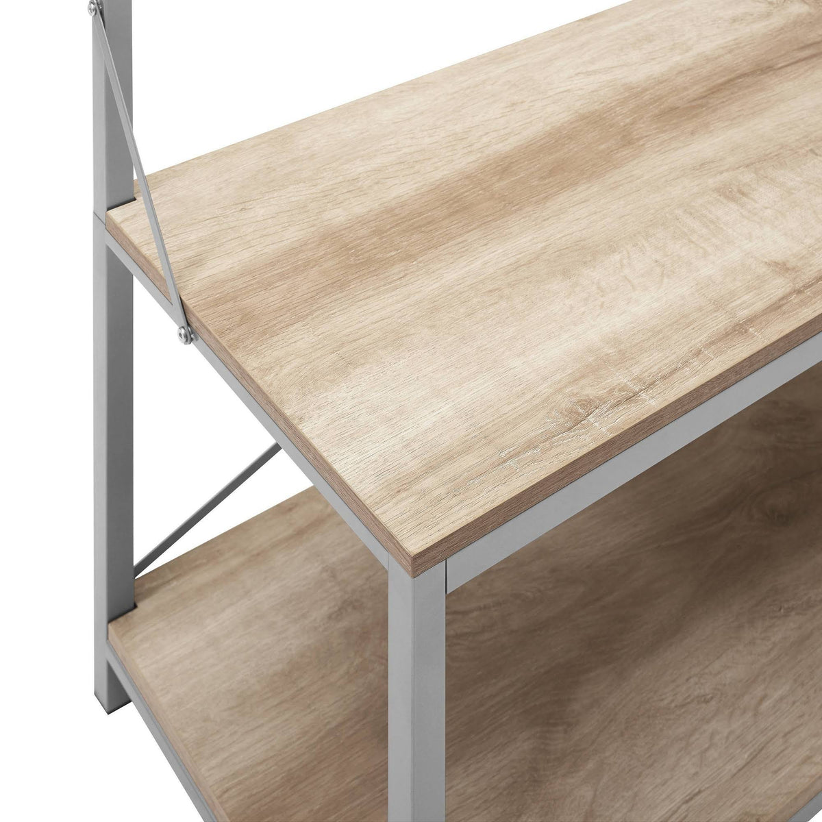 Industrial Farmhouse Metal and Wood Hall Tree White Oak I111