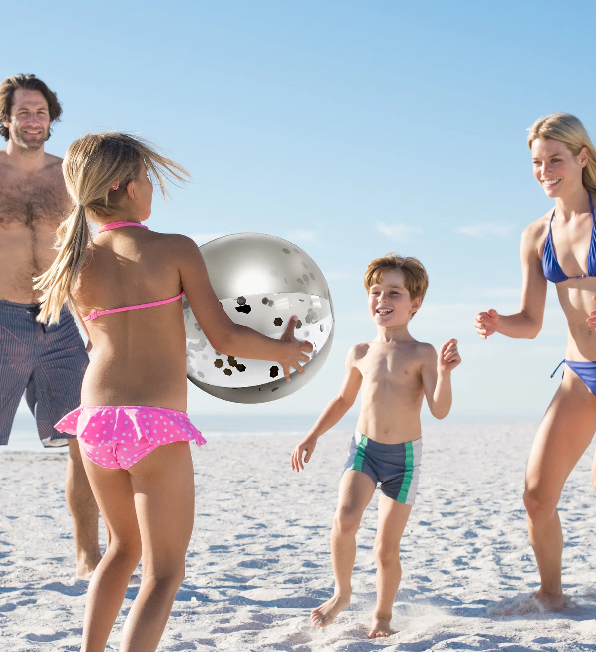 Silver & Gold Inflatable Beach Balls Set of 4, 16 Inch Y626