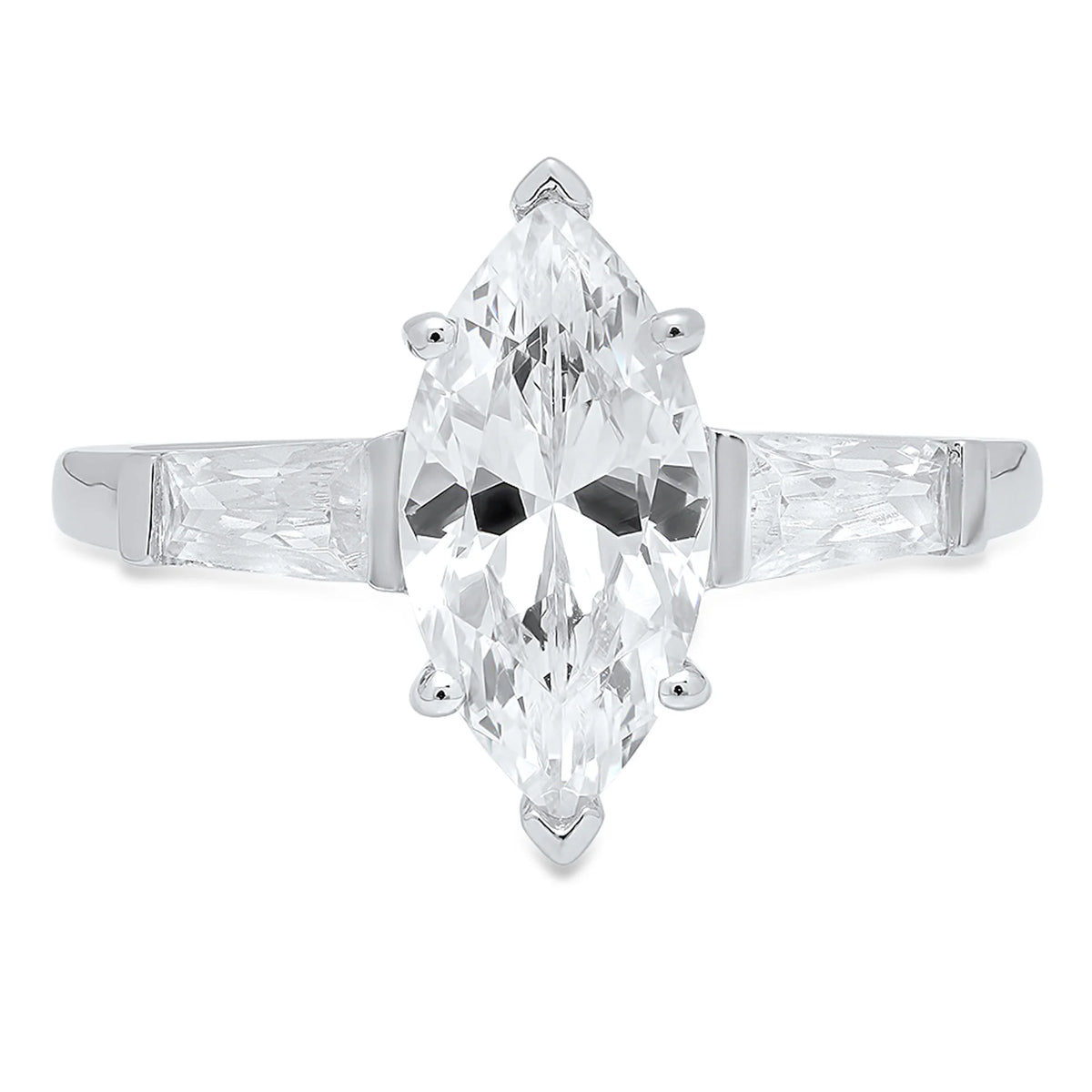 2.0ct Marquise Cut Simulated Alexandrite 18k White Gold 3 Stone Ring D470