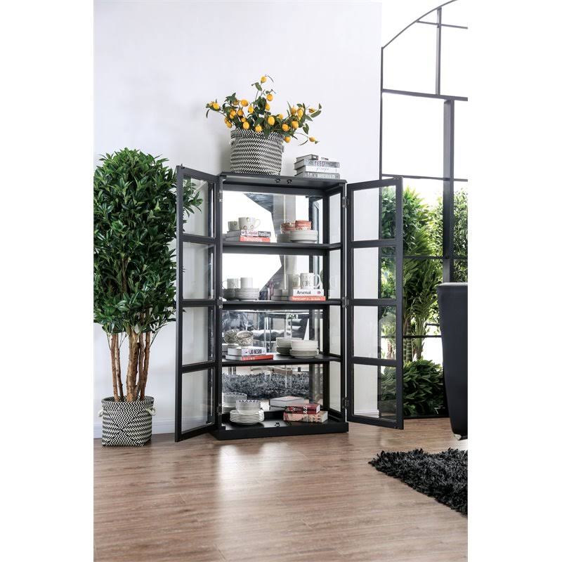 Black 5-Shelf Wood Curio Cabinet T612564